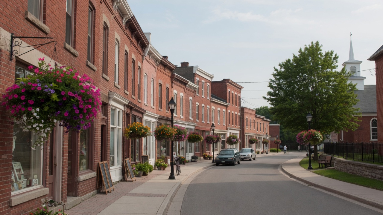 Mill Street shops in the village of Creemore, Ontario